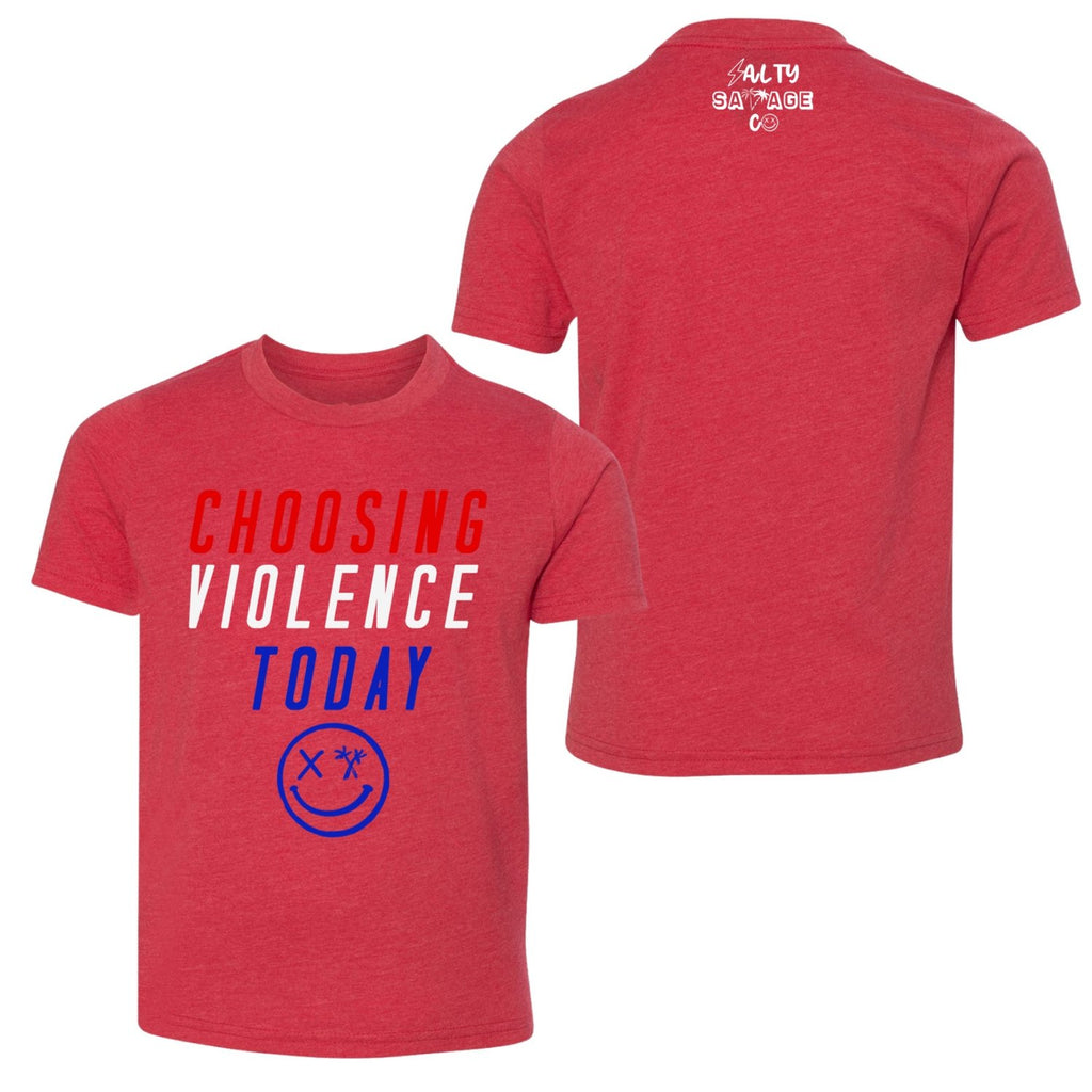 Salty Savage Unisex YOUTH “CHOOSING VIOLENCE TODAY” Tee | In Your Face | RWB - Salty Savage - Kidz Tops