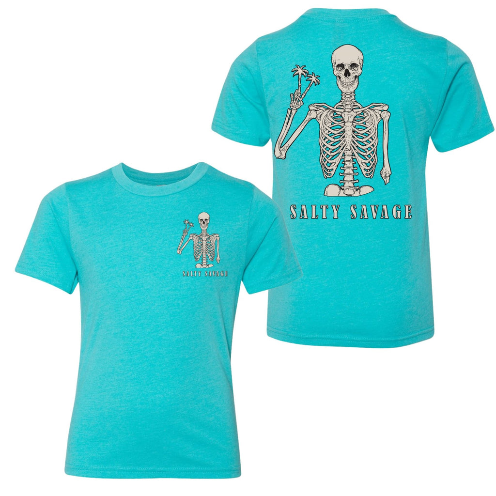 Salty Savage Unisex YOUTH “PEACE SKELETON ” Tee | Business in the Front Party In the Back - Salty Savage - Kidz Tops