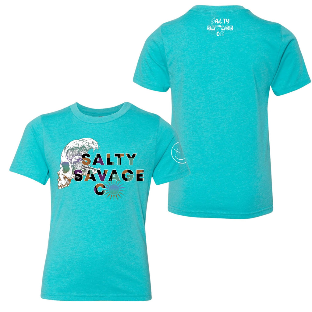 Salty Savage Unisex YOUTH “Skull Wave” Tee | In Your Face - Salty Savage - Kidz Tops